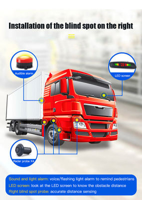 Waterproof Truck Parking Sensor System with LED Display, 4 Digital Sensors DC 12‑24V Reversing Radar for Heavy Duty Truck