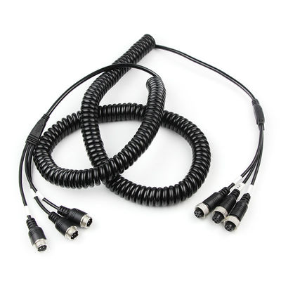 Hersteller 4-Pin Splitter Spiralkabel AV-Kabel Nylon Anhänger Federdraht Kupfer Luftfahrtstecker Adapter für Stromanwendungen