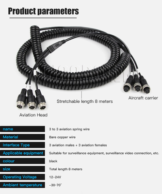 KAMERA-Erweiterungs-Kabel-Überwachungs-Frühlings-Linie PUs Ersatzumkehrungs8 Meter