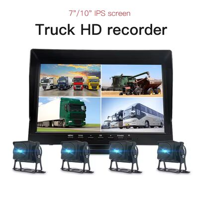 10.1 Zoll IPS Touch 4CH Split Screen Car MP5 DVR Recorder Monitor mit AHD IR Nachtsicht Parkplatzkamera für Lkw/Anhänger/Bus