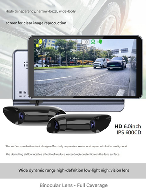 Dual-Lens 1080P Elektronische Rückspiegel 6 Zoll hohe Helligkeit Display Ultra-schlanke Aluminium-Körper Wasserdichtes Fahrzeug Rückspiegelkamera für Autos