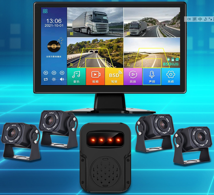 4CH AI BSD Camera Monitor System 10.1" IPS 1080P AHD Split Screen Truck Blind Spot Detection DVR Kit 1 Year for Bus Trailer