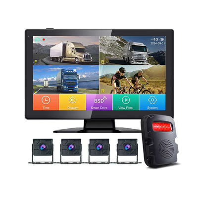 10-Zoll-4-Kanal-IPS-Split-Screen-MDVR-Monitor, wasserdichte Rückfahrkamera, Dashcam, Rückfahrhilfe für die Überwachung von Sattelschlepper-Busflotten