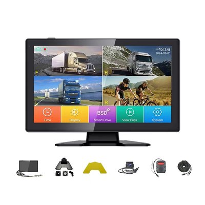 10-Zoll-4-Kanal-IPS-Split-Screen-MDVR-Monitor, wasserdichte Rückfahrkamera, Dashcam, Rückfahrhilfe für die Überwachung von Sattelschlepper-Busflotten