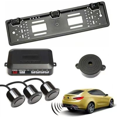 Proximity Warning System Parktronics European License Plate Frame Car Reversing Radar with 3 Sensors Universal EU Plate