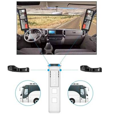 2CH 15.88 Inch Rearview Mirror with Built-in DVR & Blind Spot Detection, Electronic Monitoring Mirror for Engineering Vehicles, Trucks and Buses