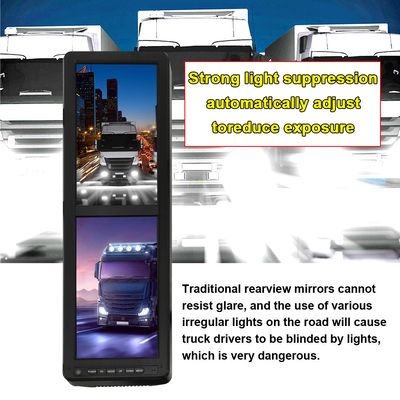 2CH 15.88 Inch Rearview Mirror with DVR & Blind Spot Detection, Monitoring Mirror for Engineering Vehicles, Trucks and Buses