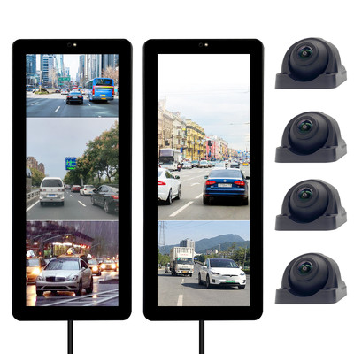 12.3-Zoll-Touchscreen-Spiegelmonitor, 1080P AHD-Rückwärtskamera mit 360°-Ansicht und Blindspot-Erkennung Sicherheitssystem für Lkw und Busse