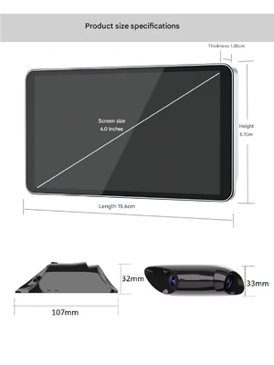 6,0 Zoll IPS 600CD Helligkeit CMS Elektronisches Seitenspiegelsystem mit AHD 1080P Auflösung IP67 Wasserdicht und 140° Weitwinkel für Schwerlastkraftwagen